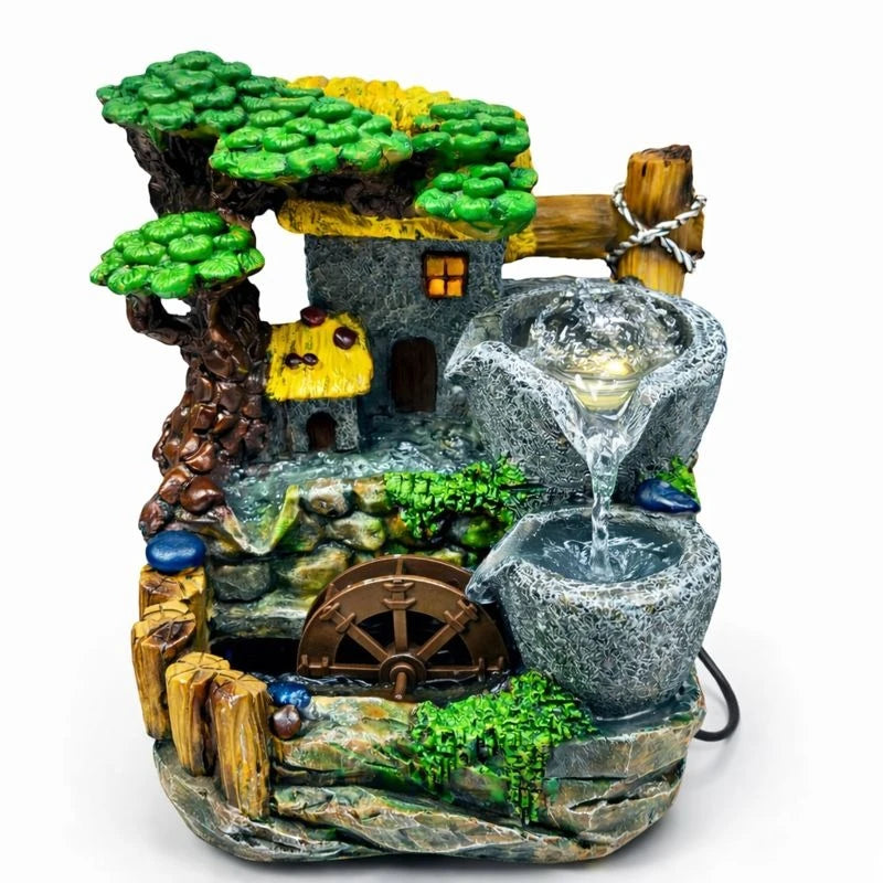 Big Tabletop Water Fountain Indoor Decorative Polyresin Waterfall LED Crystal Ball With Motor Pump Home Decor