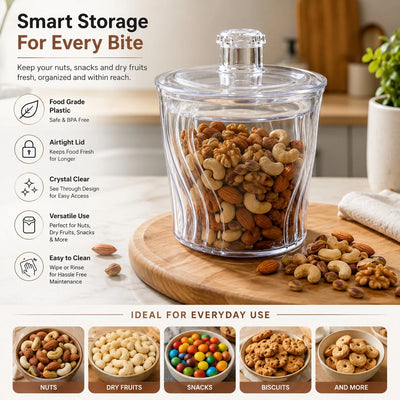 Airtight Food Storage Jar Clear Plastic Snack Container With Rubber Seal Lid Kitchen Pantry Organizer 450g