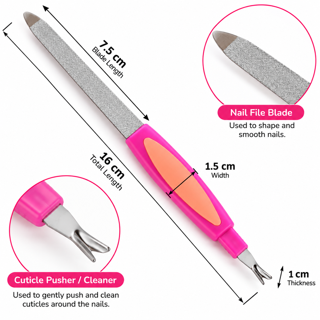 2-in-1 Nail File with Cuticle Cleaner