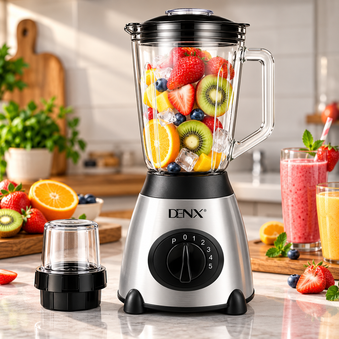 DENX 2800W 1.5L Glass Blender with Grinder Cup