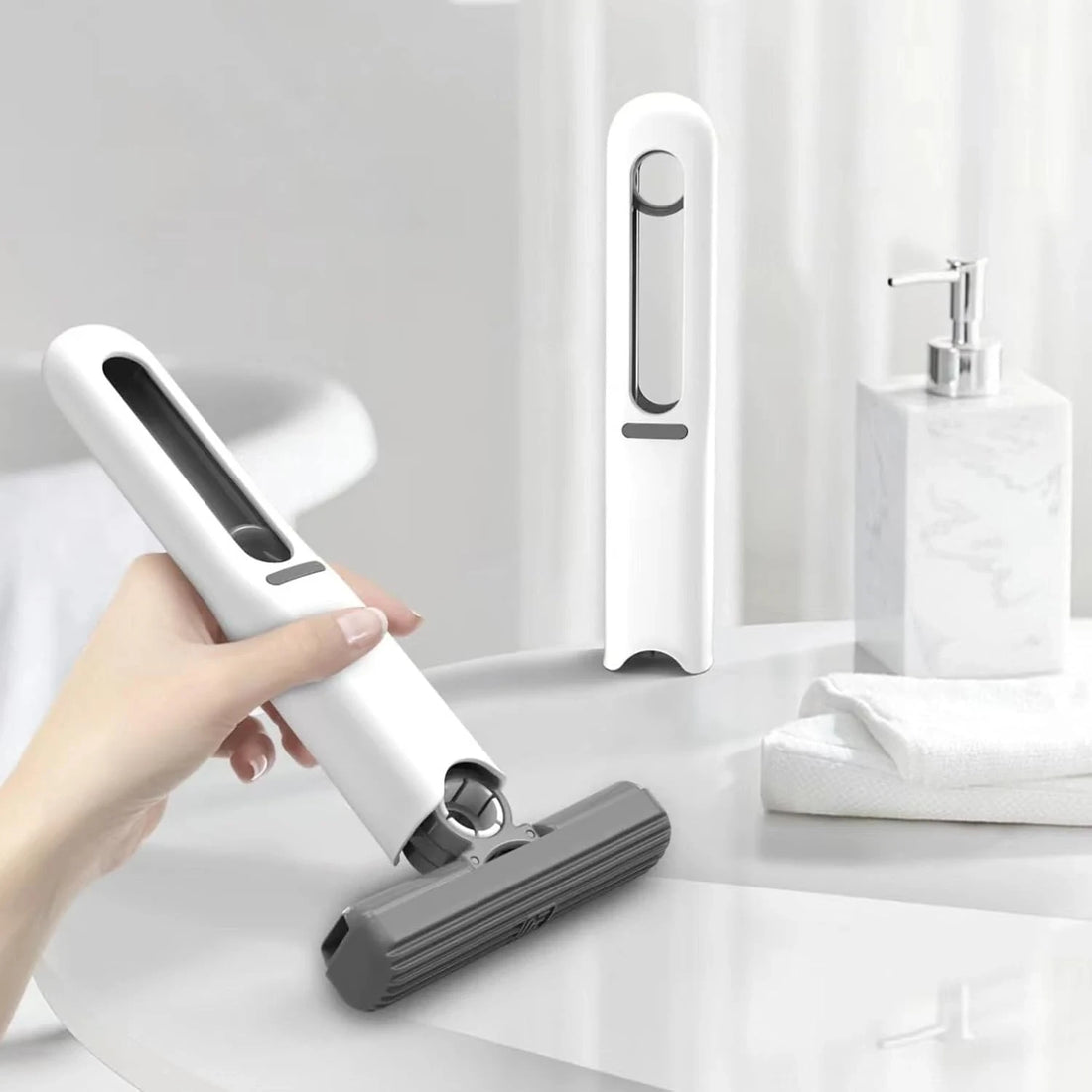Mini Portable Squeeze Mop Compact Cleaning Mop Push Pull Design 25 cm