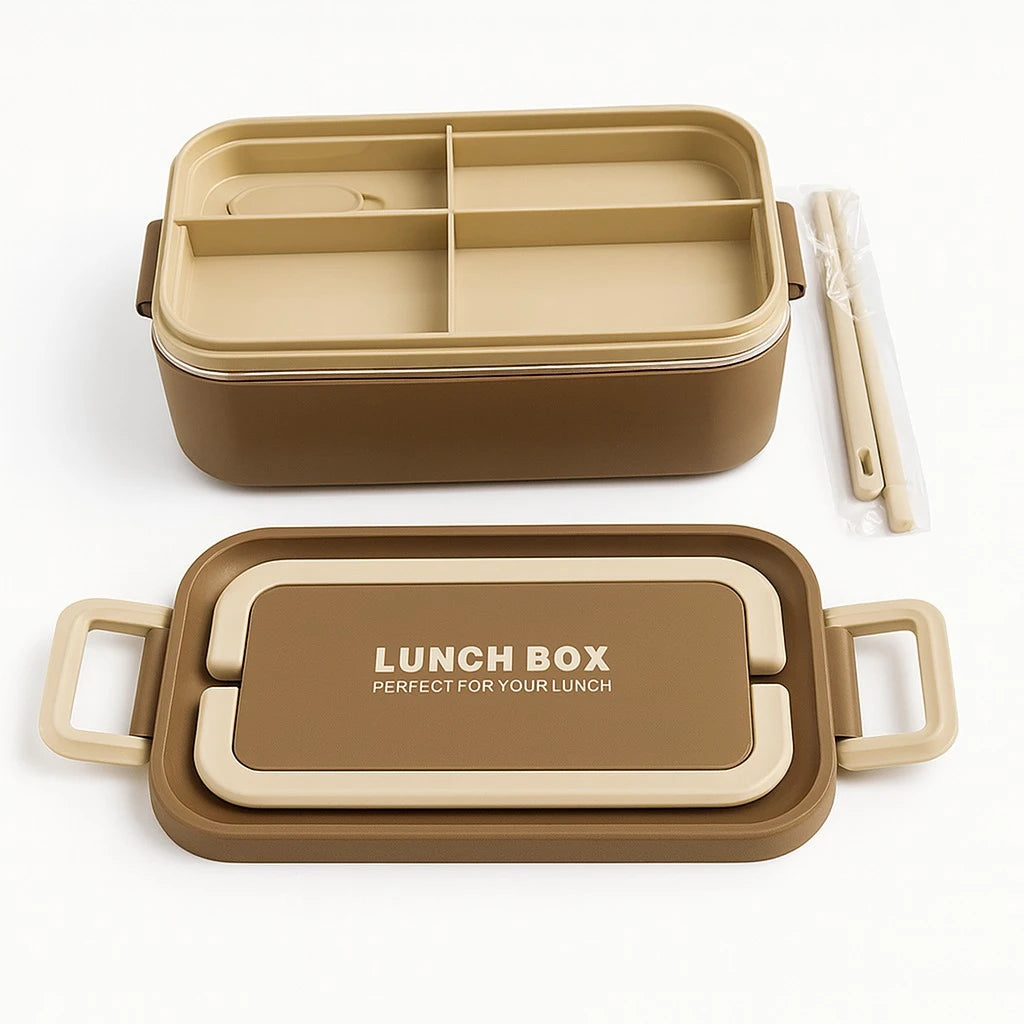 Durable Brown Lunch Box,1000ml Leak Proof Bento Design
