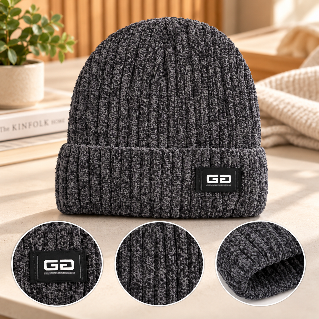 G Ribbed Knitted Winter Beanie Hat – 4 Colors