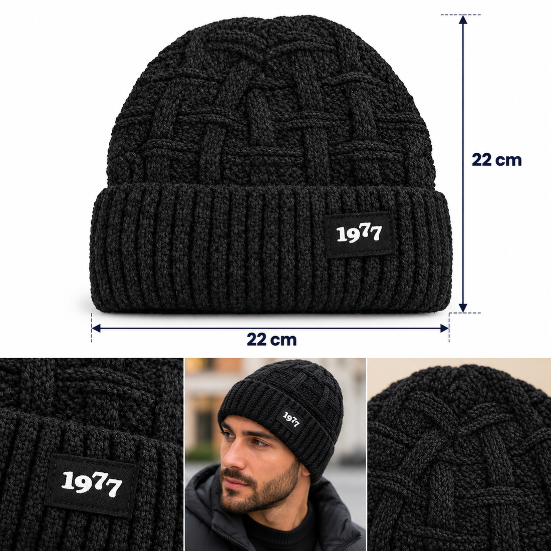 1977 Knitted Winter Beanie Hat