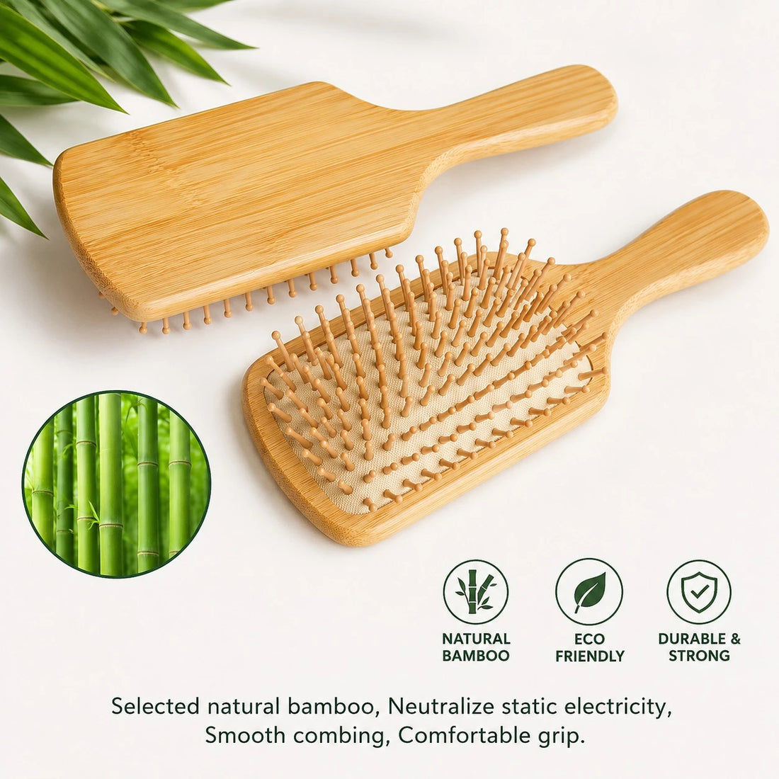 Travel Large Bamboo Paddle Hair Brush Scalp Massage Detangling Hair Comb hair styler