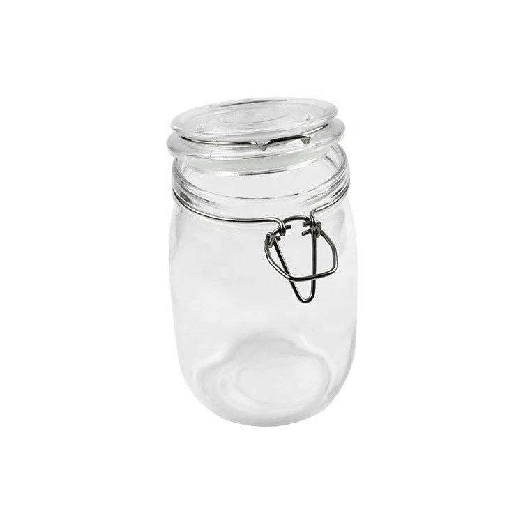 Airtight Glass Pickle & Jam Storage Jar with Metal Clamp Lid – Food Storage, Fermentation & Pantry Container 1 kg