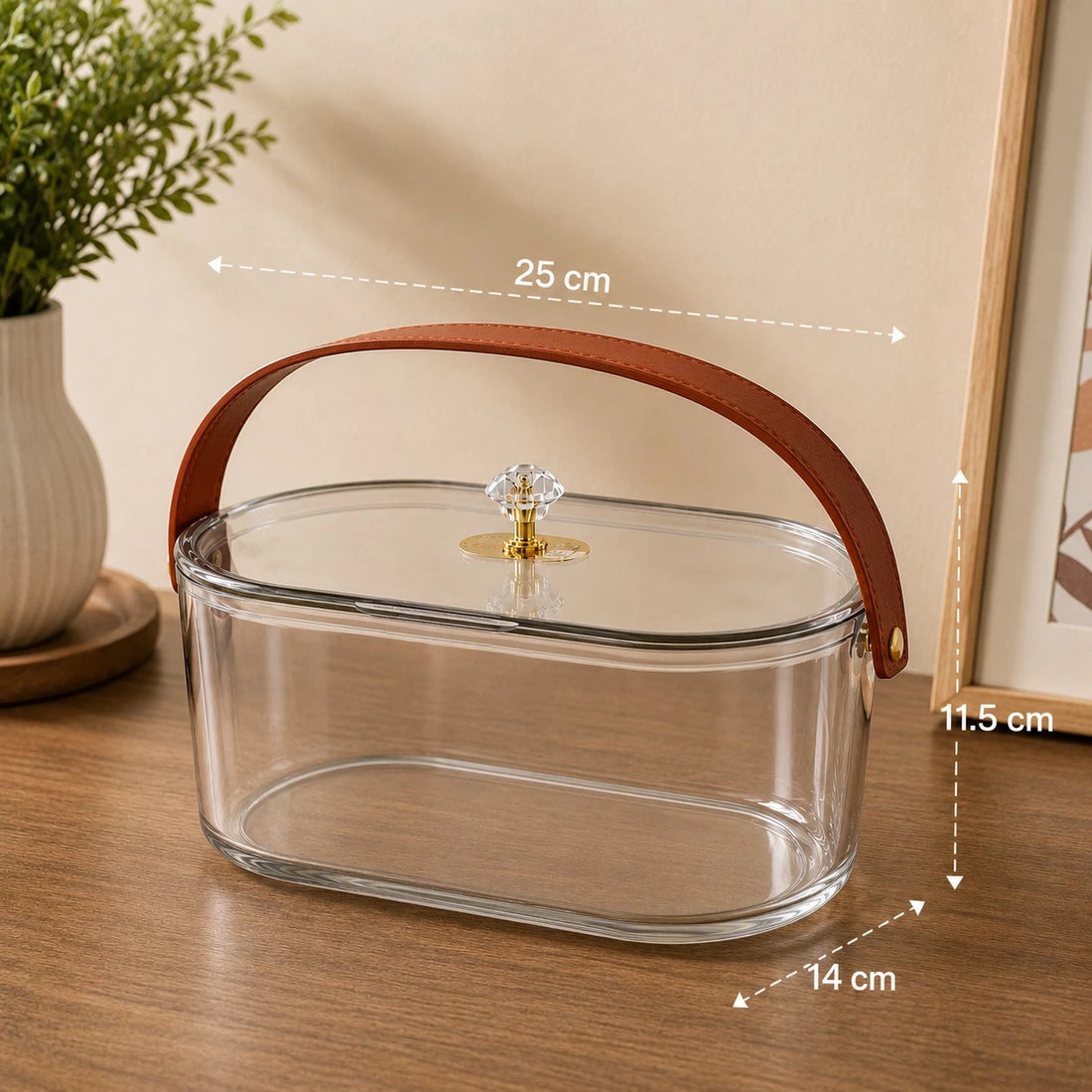 Clear Plexi Storage Container With Carry Handle Transparent Organizer Box Candy Nuts Snack Holder