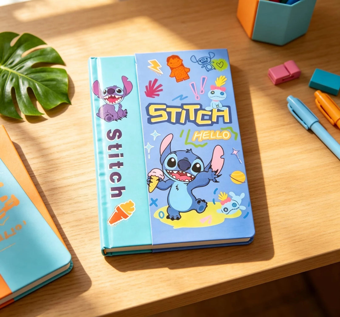 Stitch School Notebook Hardcover Student Planner with Timetable Lesson Plan & Colorful Cartoon Design