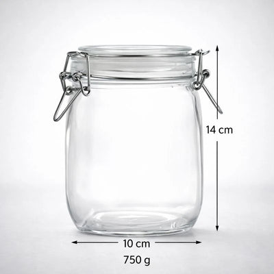 Airtight Glass Pickle & Jam Storage Jar with Metal Clamp Lid Food Storage, Fermentation & Pantry Container 750g