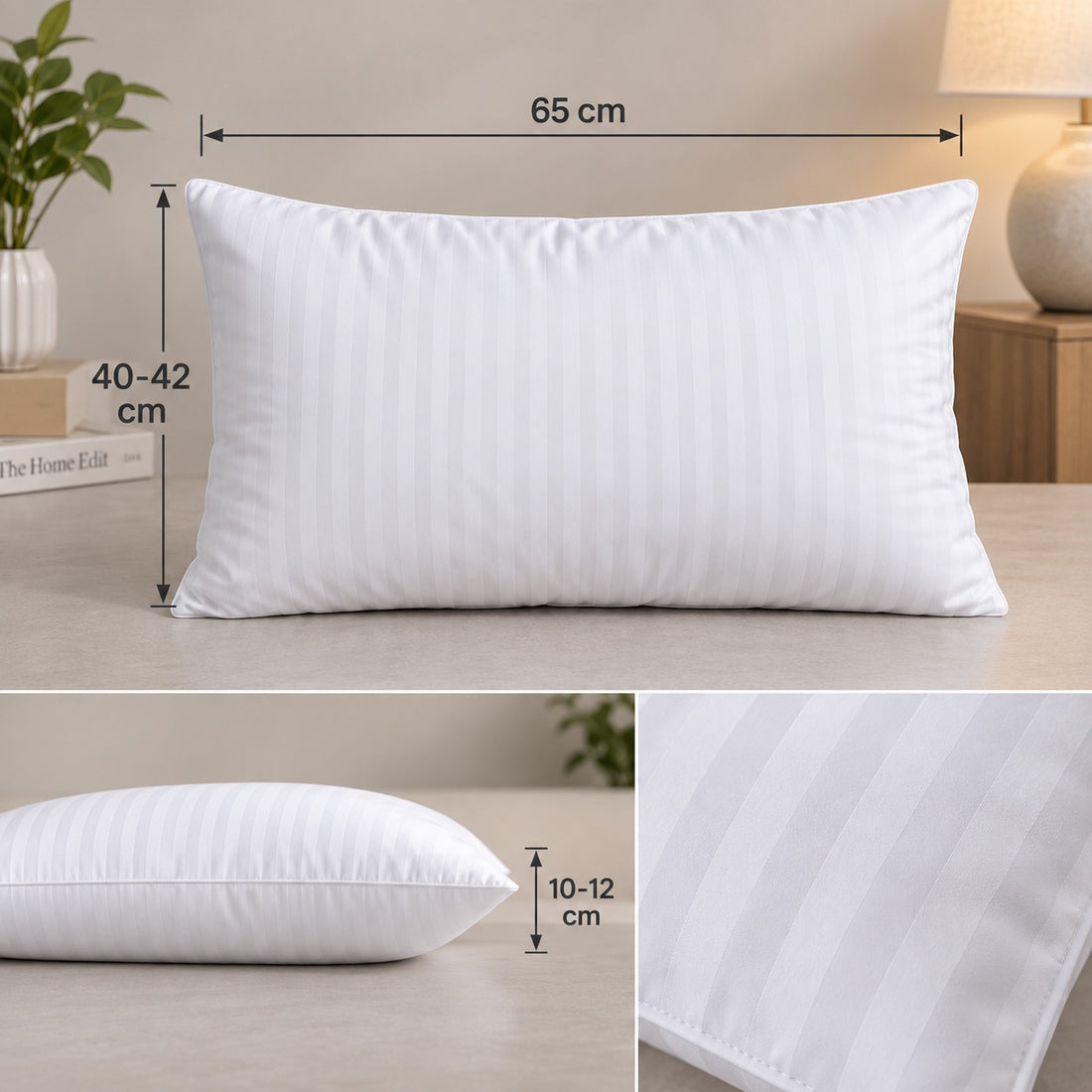 Soft Lightweight Sleeping Pillow 65 × 45 cm 700 g for Bed Sofa & Home Comfort