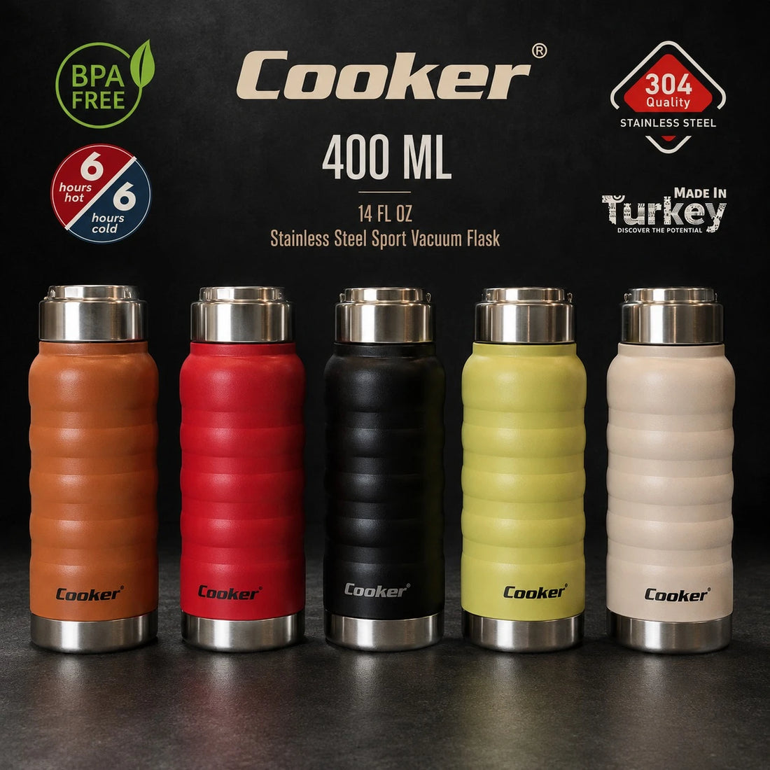 Cooker Thermos Stainless Steel Sport Vacuum Flask Thermal Water Bottle Double Wall Insulated BPA Free 400ML