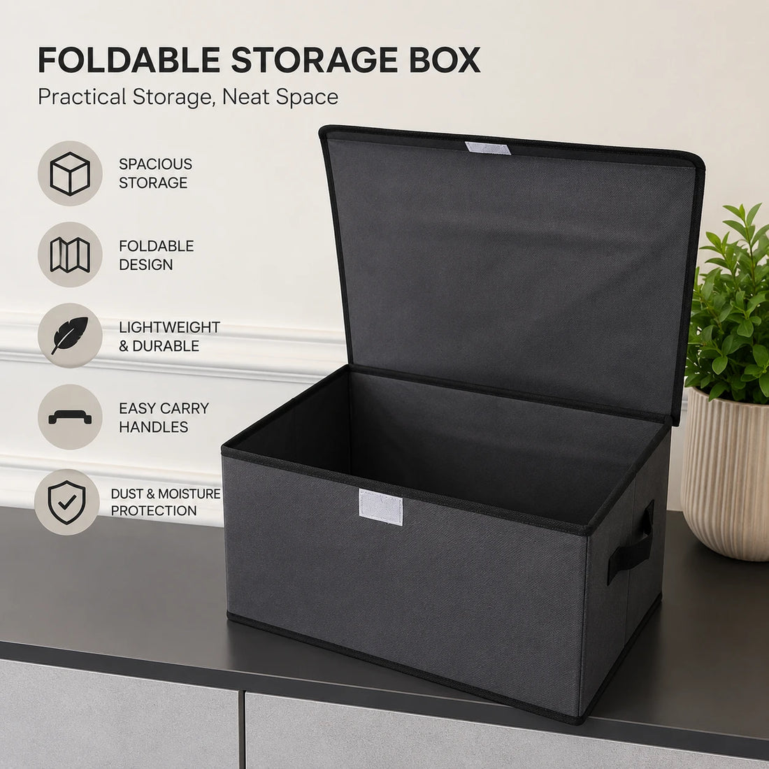 Foldable Storage Box Fabric Organizer With Lid Clothes Blanket Toy Storage Box Home Organization