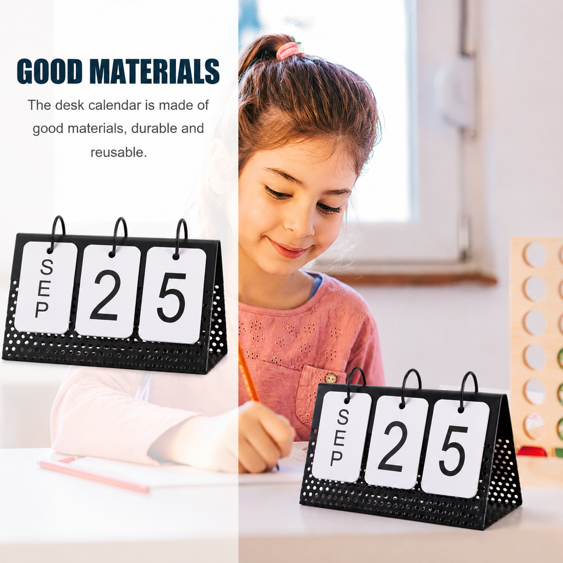 Reusable Desktop Memo Note Holder with Durable Iron Base and Thick Paper – Black