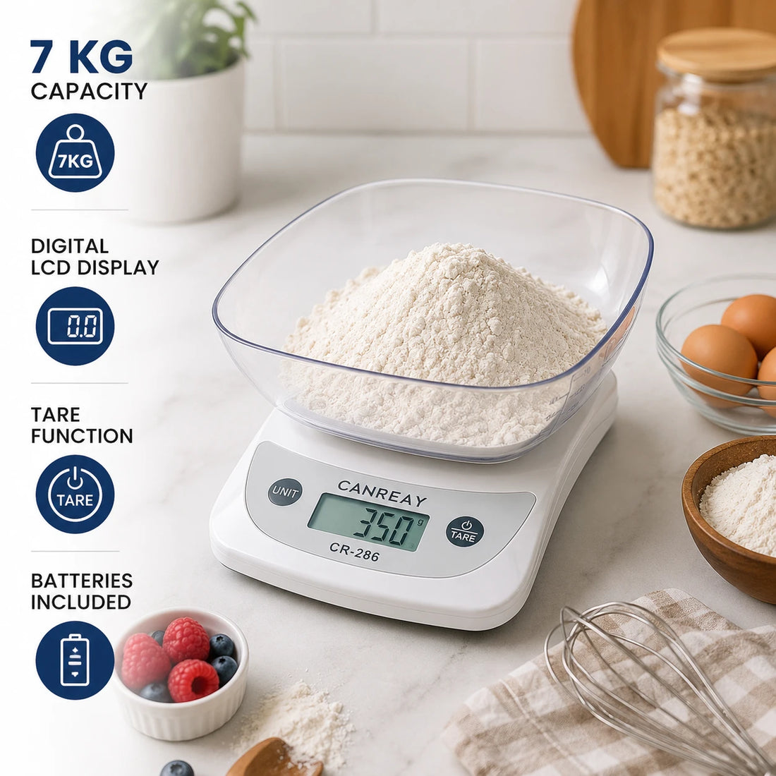 Digital Kitchen Smart Scale Food Weighing Scale LCD Display Kitchen Measuring Scale With Bowl