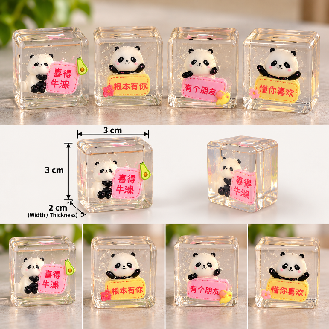 Panda Squishy Jelly Cube Set of 4