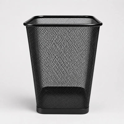 Black Metal Mesh Waste Basket Office Trash Bin Desktop Garbage Basket Home Office Organizer