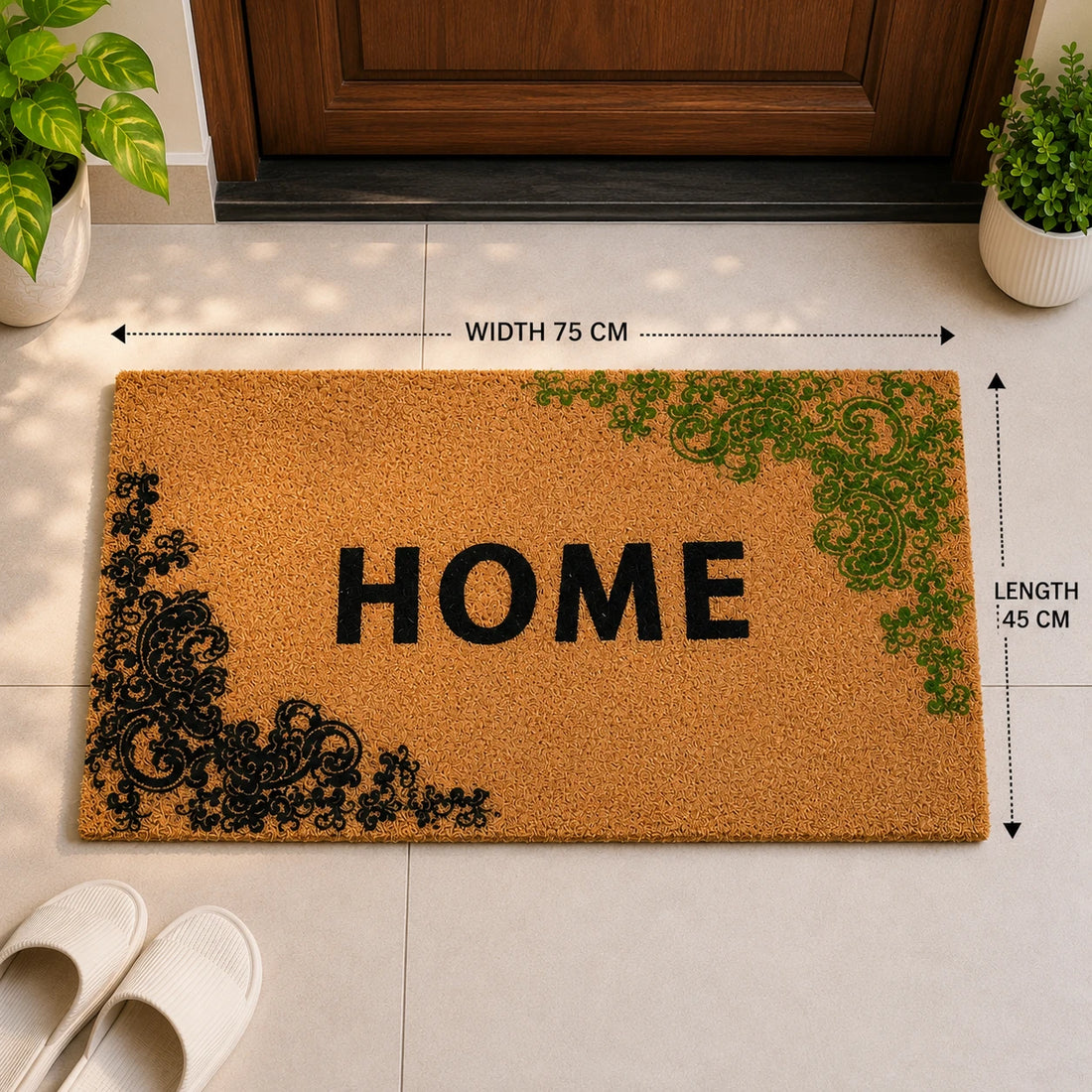 Door Mat Decorative Entrance Mat Welcome Home Coir Floor Rug Non Slip Indoor Outdoor Mat