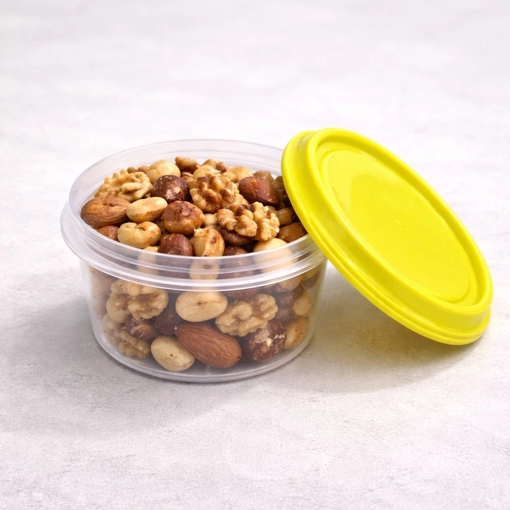 Small Round Food Storage Container 0.4 Liter Airtight Plastic Box Kitchen Snack Organizer Nut Storage Container