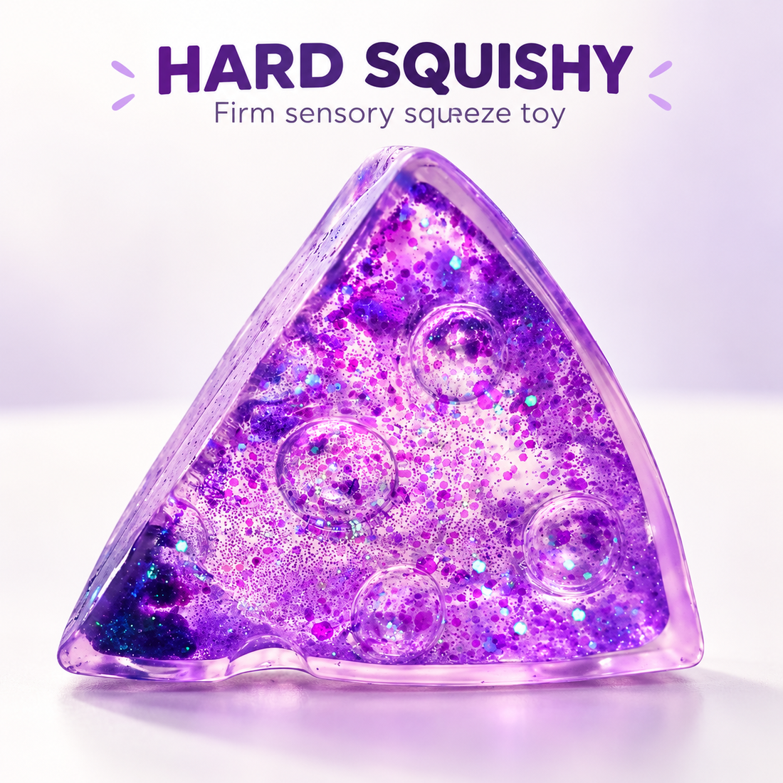 Purple Glitter Triangle Hard Squishy Toy