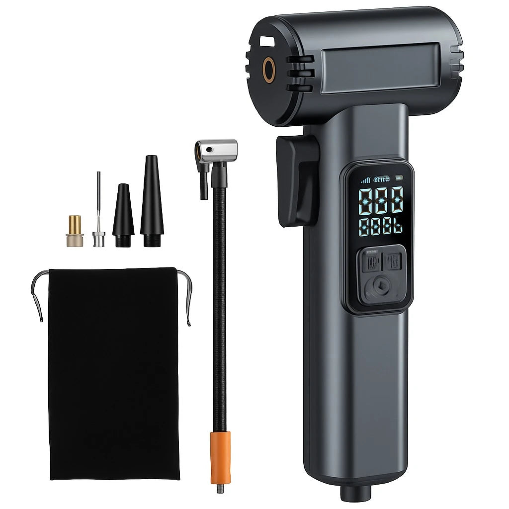 Emergency Car Tire Inflator with Safety Hammer & Belt Cutter