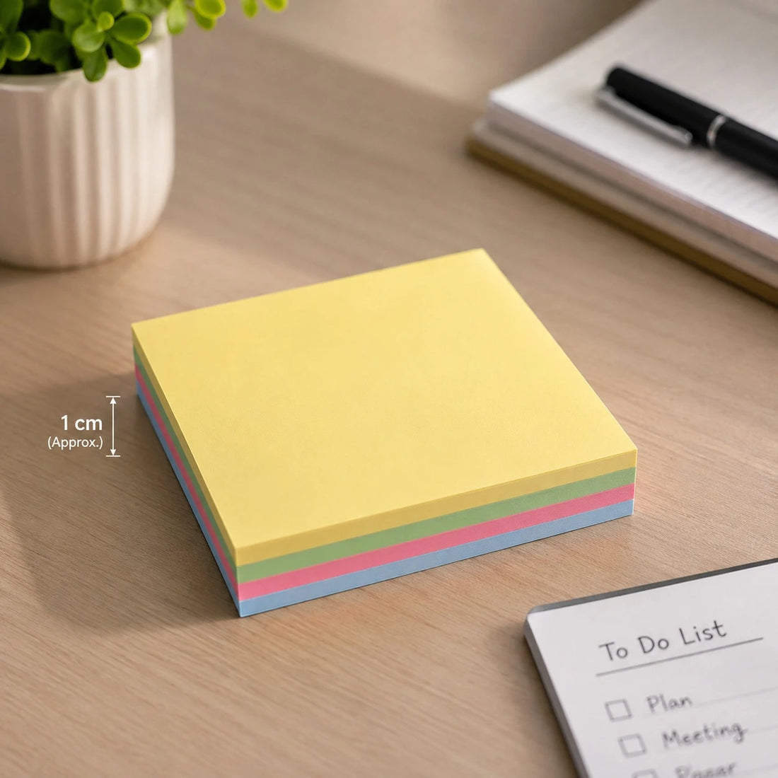 Sticky Note Pad 100 Sheets 4 Colors Self Adhesive Square Notes for Office School Study Reminders and Organization