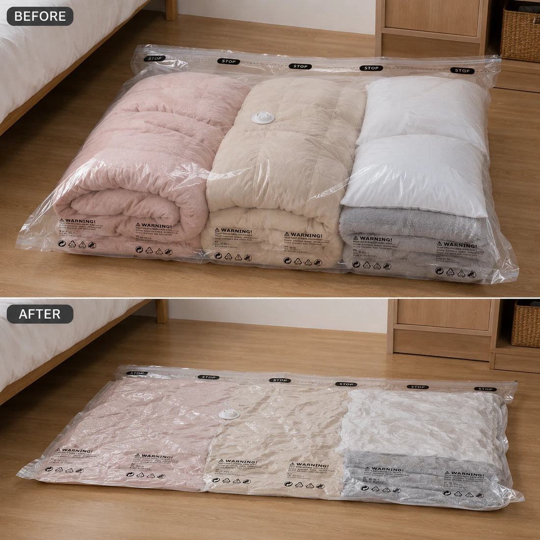 Extra Large Vacuum Storage Bag for Blankets, Comforters & Bedding 100 × 80 cm