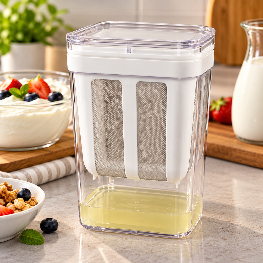 1100 mL Yogurt Strainer with Stainless Steel Mesh Filter