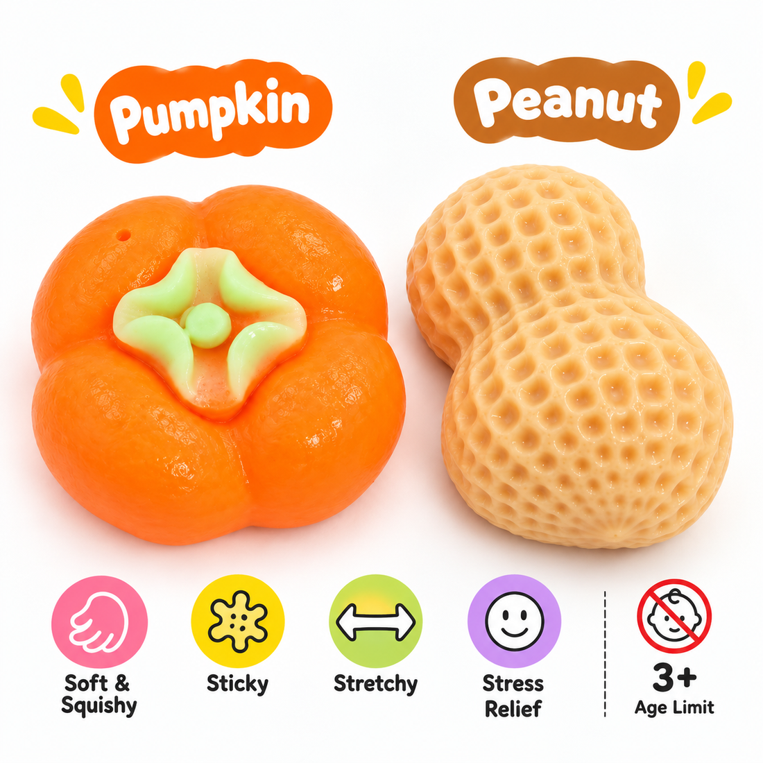 Mini Pumpkin & Peanut Sticky Squishy Toy