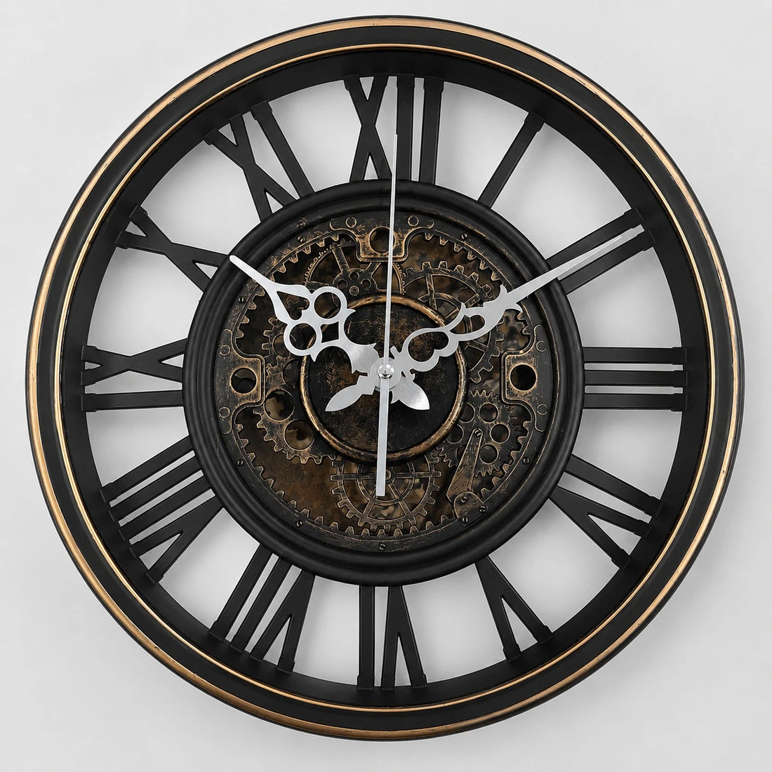 Vintage Steampunk Roman Wall Clock Open Gear Decorative Wall Clock 35cm