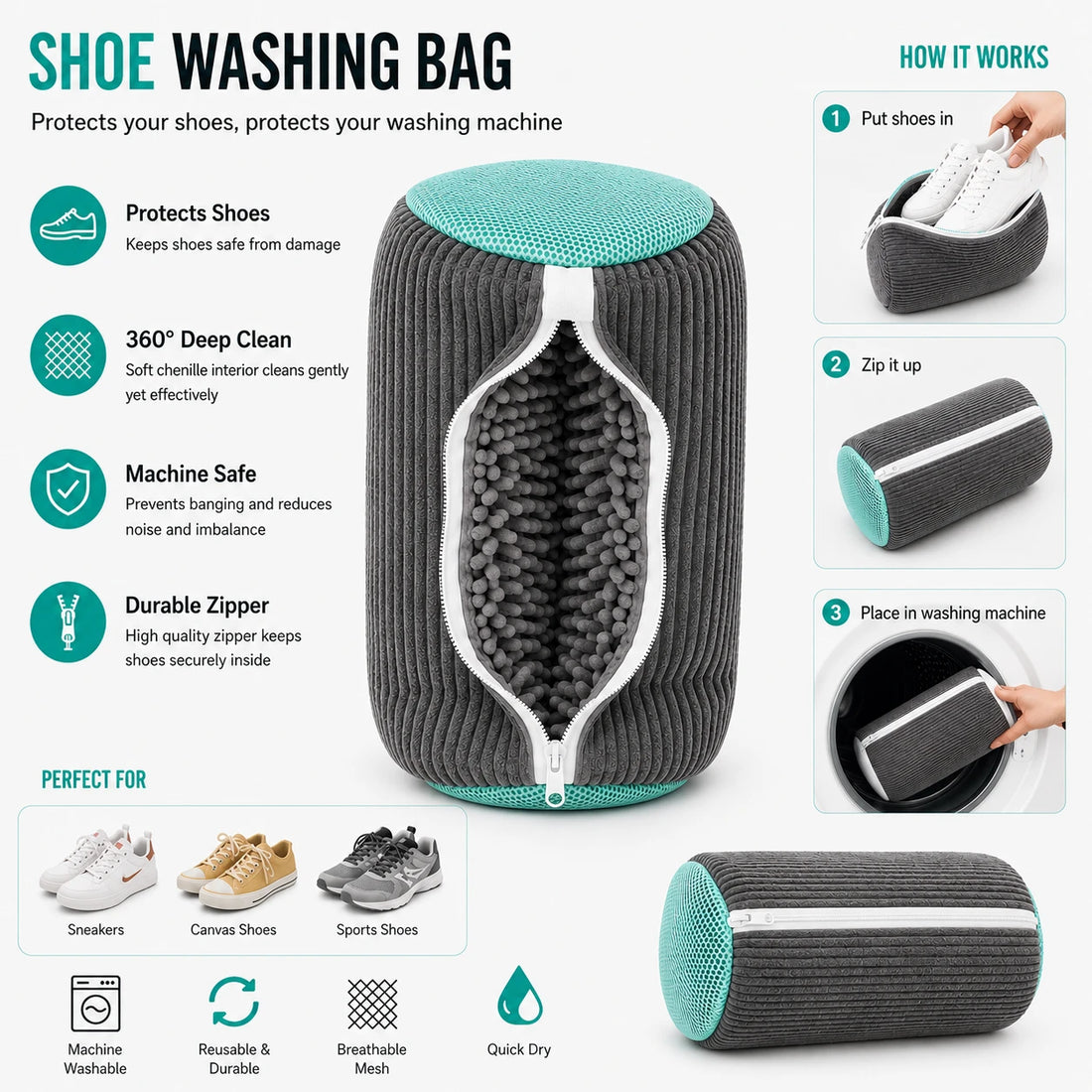 Travel Shoe Washing Bag Sneaker Cleaning Laundry Protection Bag Washing Machine Safe Shoe Organizer