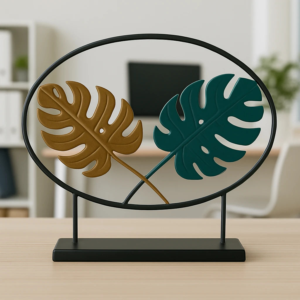 Metal Round Leaf Decor Ornament