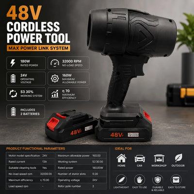 Cordless Electric Air Blower Dust Cleaner 48V Rechargeable Portable Power Blower