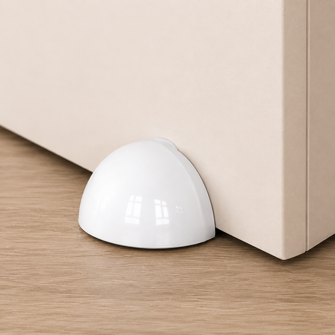 2 Piece Magnetic Self Adhesive Door Stopper Set Strong Hold No Drilling Floor Mount White & Gray