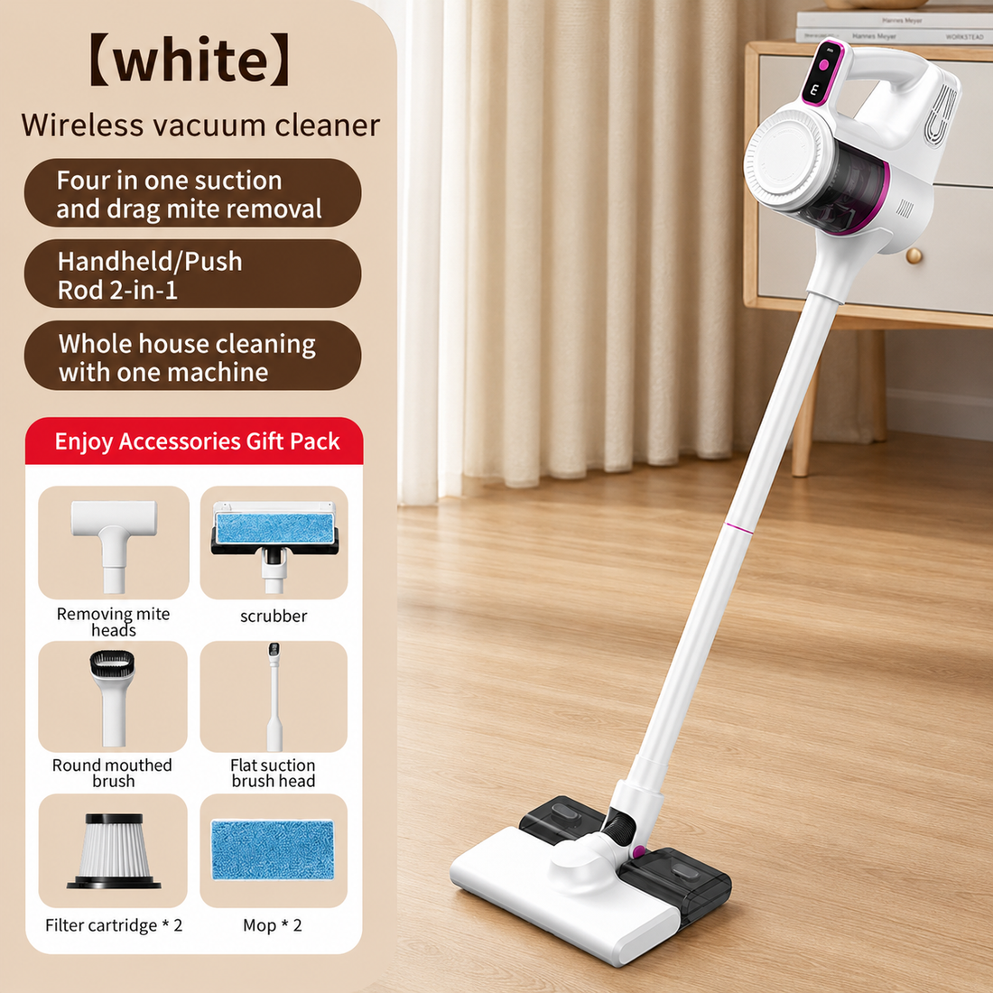 Cordless Rechargeable Stick Handheld Vacuum Cleaner for Home Car Carpet Sofa Cleaning HB 801 100W