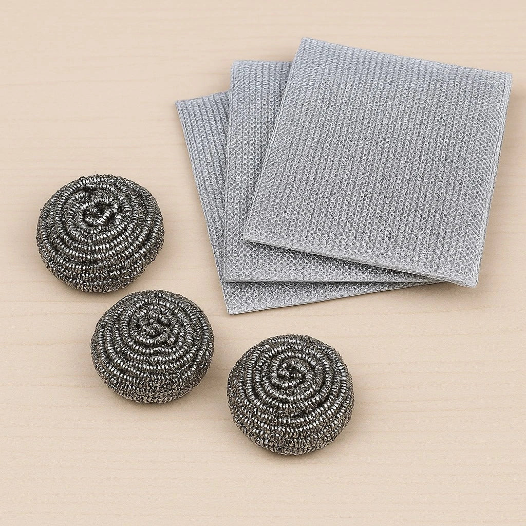 Scrubber Set, 3 Round+3 Square Mesh Pads