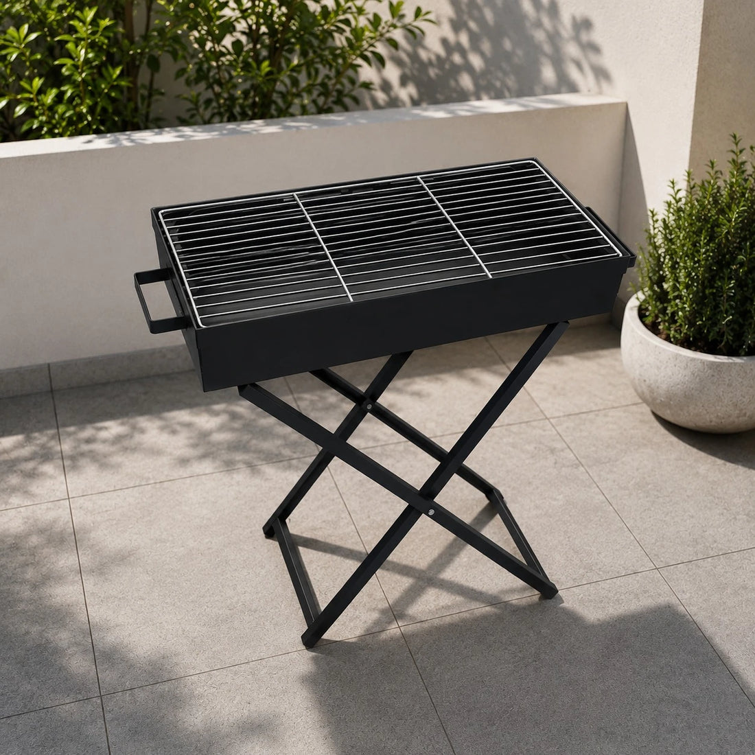Portable Foldable Charcoal BBQ Grill Adjustable Height Camping Barbecue Grill Outdoor Picnic Grill