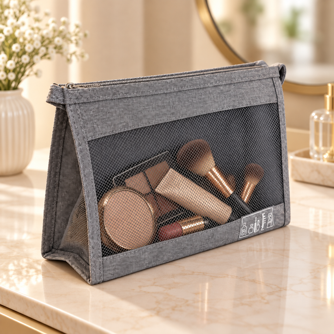 Mesh Travel Makeup Organizer Bag