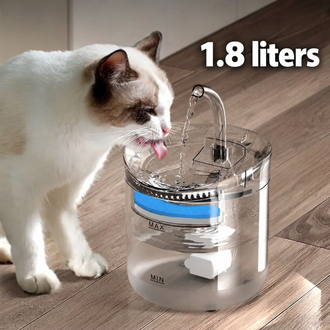 1.8 L Transparent Pet Water Fountain with Motion Sensor and Filter