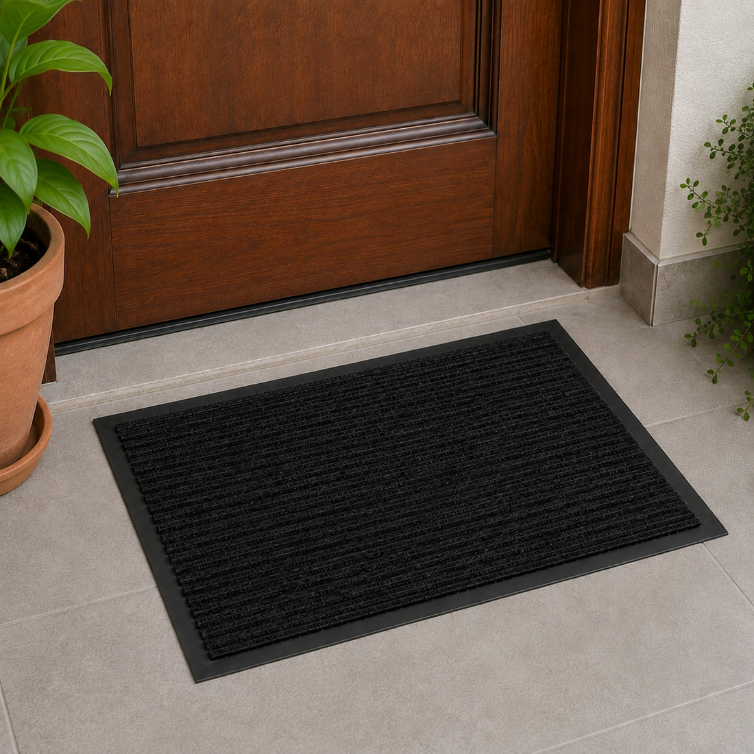 Ribbed Dirt Trapping Entrance Door Mat Non Slip Indoor Outdoor Floor Mat
