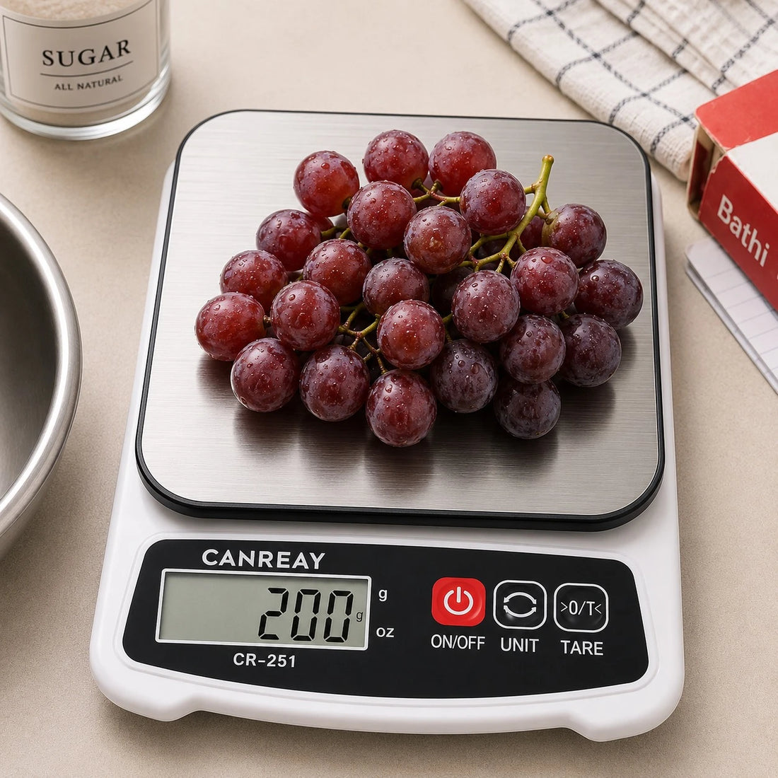 CANREAY Digital Kitchen Scale CR251 10kg High Precision Electronic Food Weighing Smart Scale Stainless Steel Baking Cooking Scale