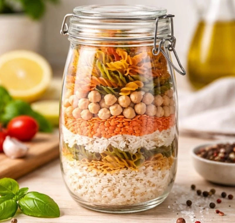 Airtight Glass Pickle & Jam Storage Jar with Metal Clamp Lid – Food Storage, Fermentation & Pantry Container 1.5 kg