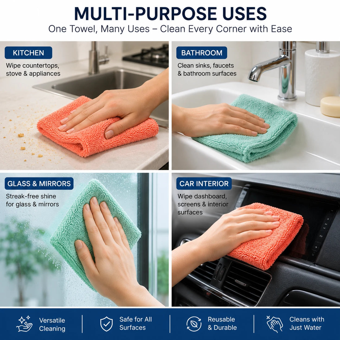 Microfiber Cleaning Towels Kitchen Cleaning Cloth Reusable Absorbent Cleaning Towel