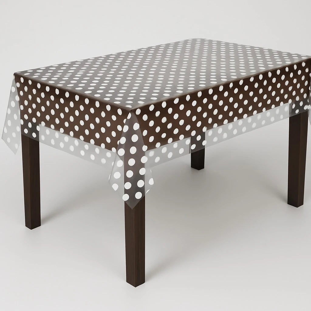 EB Home Tablecloth Clear Transparent & White Dots Protector (100% PVC)