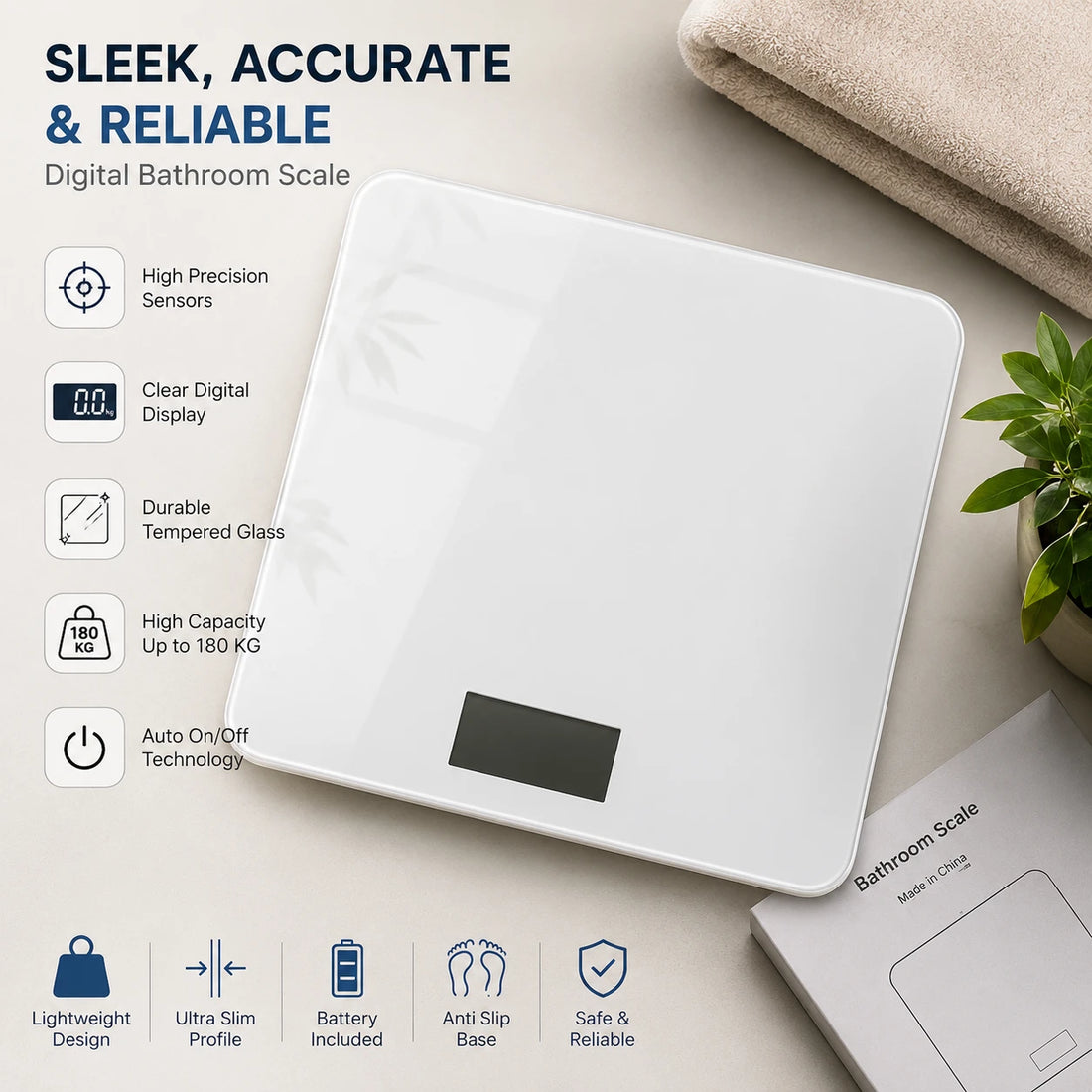 Bathroom Digital Body Weight Smart Scale Glass BMI Analyzer White Electronic Scale