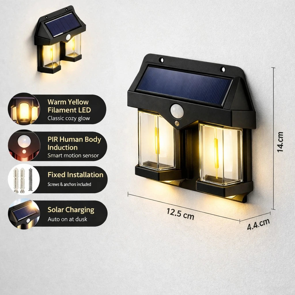 Solar lamp Outdoor lamp Wall lamp Light Motion Sensor LED lamp Waterproof Lamp 3 Lighting Modes Garden lamp