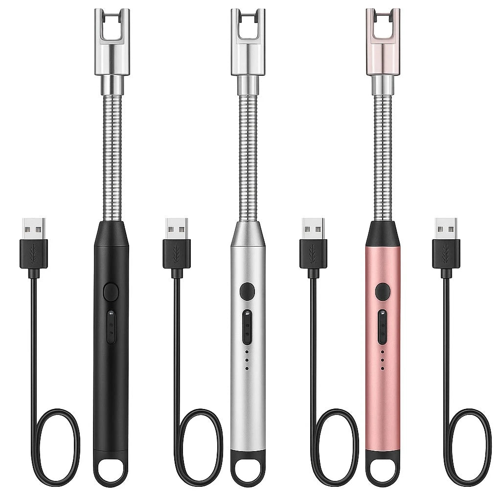 USB Rechargeable Electric ARC Lighter with Flexible Neck Windproof Plasma Candle BBQ Fireplace Lighter