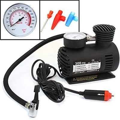 Portable 300 PSI DC 12V Air Compressor Tire Inflator Pump with Pressure Gauge