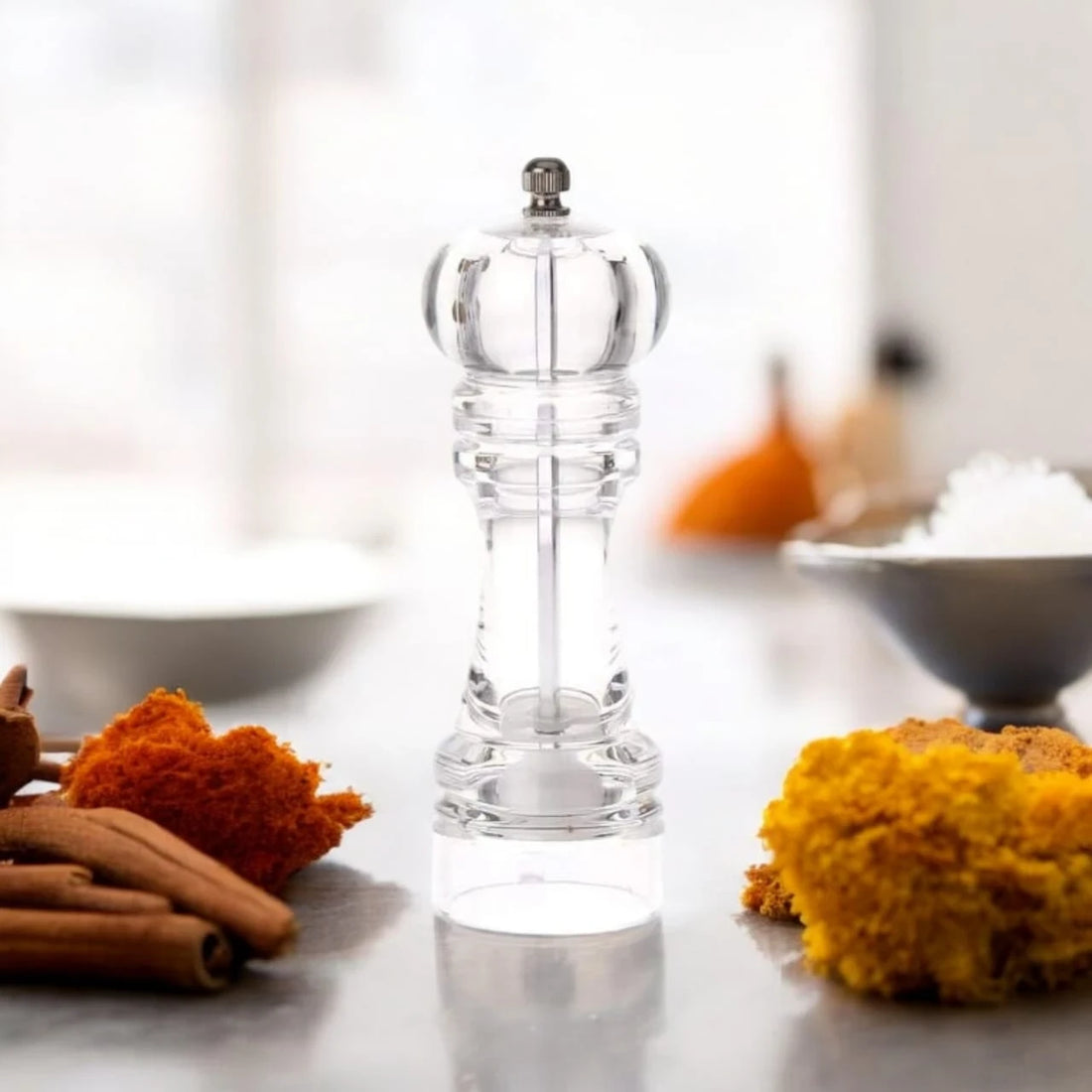 Clear Acrylic Manual Salt and Pepper Grinder for Spices and Everyday Kitchen Seasoning