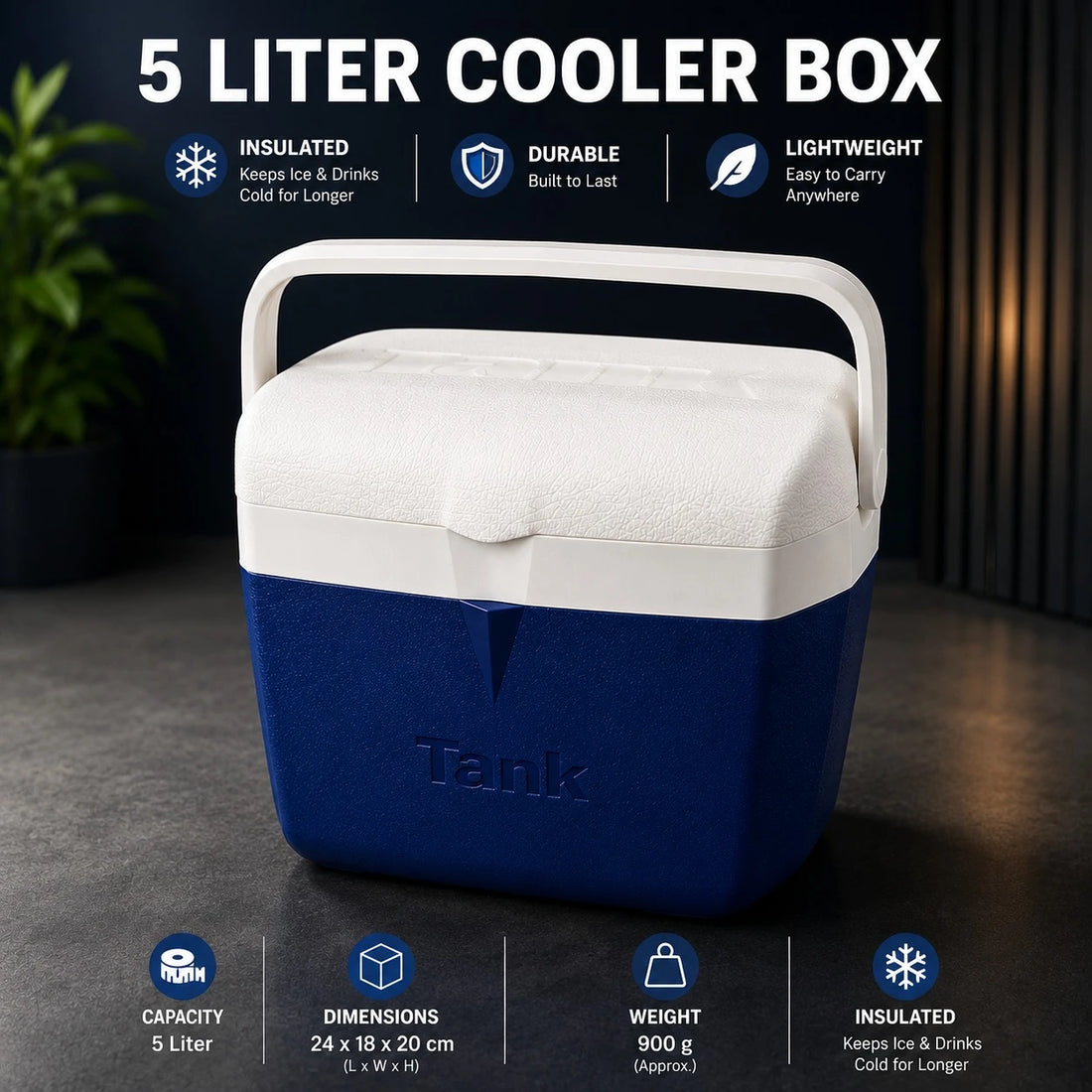 Tank 5 Liter Cooler Box Portable Ice Chest Mini Insulated Cooler Camping Picnic Beach