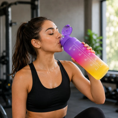Gradient Motivational Water Bottle Set with Time Marker (300ml, 900ml & 2000ml)